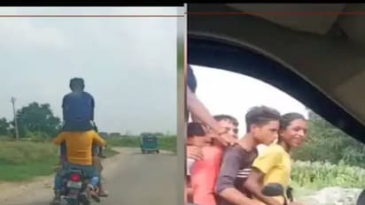 ഒരു ബൈക്കിൽ ഏഴുപേർ, ലക്ഷ്യം വീഡിയോ ചിത്രീകരിക്കൽ; വൈറലായി യുവാക്കളുടെ അതിസാഹസിക റൈഡ്