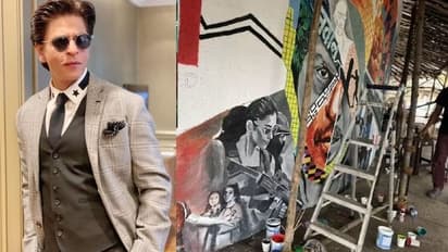 షారుఖ్ ఖాన్ కు ఫ్యాన్స్ అదిరిపోయే గిఫ్ట్.. బాద్ షా ఇంటిముందు జవాన్ పెయింటింగ్