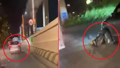 బైక్ను ఢీకొట్టి.. మూడు కిలోమీటర్లు రోడ్డుపై ఈడ్చుకెళ్లిన కారు.. బైక్ పైనే ఇద్దరు వ్యక్తులు (Video)