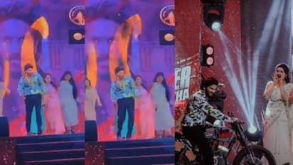 'ലാലേട്ടാ സോറി', വേദിയില് തോള് ചെരിച്ച് ചുവട് വച്ച് ദുല്ഖര്: വീഡിയോ