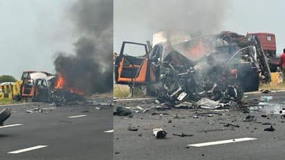 യു ടേണ് എടുക്കുകയായിരുന്ന ടാങ്കറിലേക്ക് പാഞ്ഞുകയറിയ റോള്സ് റോയിസ് കത്തിയമര്ന്നു, രണ്ട് മരണം