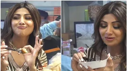 Shilpa Shetty indulges in street food; relishes Mawa Cake, Ragda Pattice at a shop at Chembur - WATCH