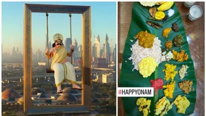 പ്രവാസികളെ കാണാനെത്തി, ദുബൈ ഫ്രേമിൽ ഊഞ്ഞാലാടുന്ന മാവേലി; സദ്യയുടെ ചിത്രം പോസ്റ്റ് ചെയ്ത് ശൈഖ് ഹംദാന്റെ ഓണാശംസ