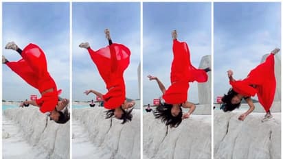 സാരി ഉടുത്ത്, തലകുത്തി മറിഞ്ഞ് നെറ്റിസണ്‍സിനെ വിസ്മയിപ്പിച്ച് യുവതി !