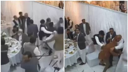 വിവാഹ വിരുന്നില്‍ ഭക്ഷണം കഴിക്കുന്നതിനിടെ കൂട്ടയടി; അതിഥികള്‍ കസേര കൊണ്ട് പരസ്പരം അടിച്ചു, വൈറല്‍ വീഡിയോ