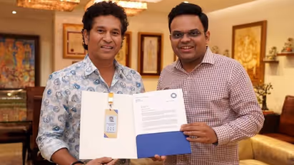 Jay Shah presents Sachin Tendulkar with 'Golden Ticket' for ICC Cricket World Cup