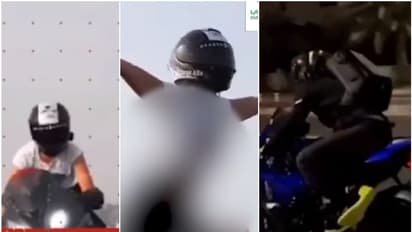 പ്രധാന റോഡിലൂടെ മോട്ടോര് ബൈക്ക് സ്റ്റണ്ട് നടത്തി മൂന്ന് യുവതികള്; ഒടുവില് 'പണി' കിട്ടി