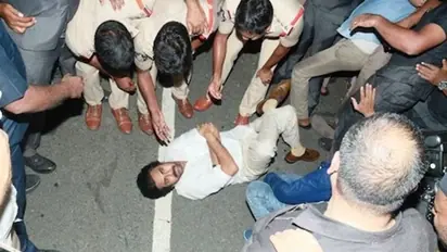 Pawan Kalyan stopped from entering Andhra Pradesh after lying down on road to protest - WATCH