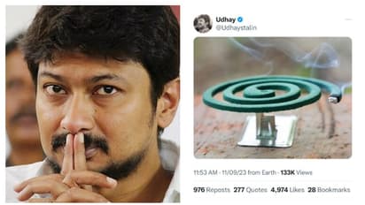 സനാതന ധർമ പരാമർശം കത്തുന്നതിനിടെ കൊതുകുതിരിയുടെ ചിത്രം പങ്കു വെച്ച് ഉദയനിധി; നിലപാടിൽ മാറ്റമില്ലെന്ന് സൂചന