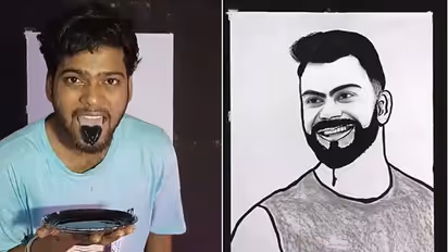 Unconventional fan tribute: Artist creates Virat Kohli's portrait using tongue; sparks mixed reactions (WATCH)