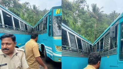 തോപ്രാംകുടിയിൽ നിന്ന് ഏയ്ഞ്ചൽ, എതിരെ മറ്റൊരു ബസ്; സഡൻ ബ്രേക്കിട്ടെങ്കിലും കൂട്ടിയിടിച്ചു, 29 പേർക്ക് പരിക്ക്