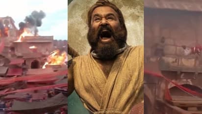 കൂറ്റൻ സെറ്റ്, ചുറ്റും തീയും പുകയും വെടിയൊച്ചകളും; 'വാലിബൻ' ലൊക്കേഷൻ വീഡിയോ ലീക്കായി