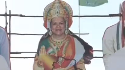 Sonia Gandhi featured as 'Bharat Mata' on Telangana hoarding, BJP raps Congress (WATCH)
