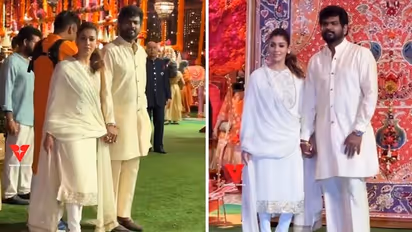 Jawan actress Nayanthara attends Ambani Ganesh Chaturthi bash with husband Vignesh Shivan; twins in white