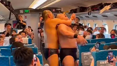 WATCH: WWE-style wrestling match takes centre stage inside speeding bullet train in Japan; video goes viral
