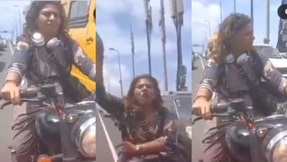 അനുമതിയില്ലാത്തിടത്ത് യുവതി ബൈക്കിലെത്തി, തടഞ്ഞ പൊലീസുകാരോട്, 'പിസ്റ്റൾ' ചൂണ്ടി അസഭ്യം- വിഡിയോ