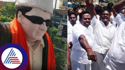 ಬಿಜೆಪಿ ಜೊತೆಗೆ ಮೈತ್ರಿ ಮುರಿದುಕೊಂಡ ಬೆನ್ನಲ್ಲೇ ಎಂಜಿಆರ್ ಪ್ರತಿಮೆಗೆ ಕೇಸರಿ ಶಾಲು ಹಾಕಿದ ಕಿಡಿಗೇಡಿಗಳು!