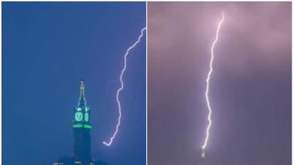 മക്കയില് ക്ലോക്ക് ടവറിനെ സ്പര്ശിച്ച് മിന്നല്പ്പിണര്, വൈറലായി ദൃശ്യങ്ങള്