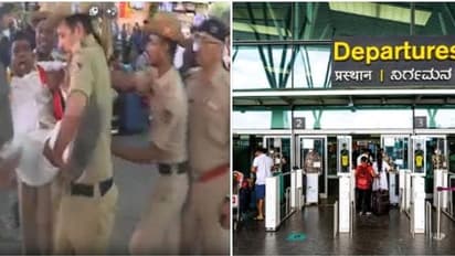கர்நாடகா பந்த்.! கெம்ப கவுடா விமான நிலையத்திற்குள் புகுந்த கன்னட அமைப்பினர்- குண்டுகட்டாக வெளியேற்றிய போலீஸ்