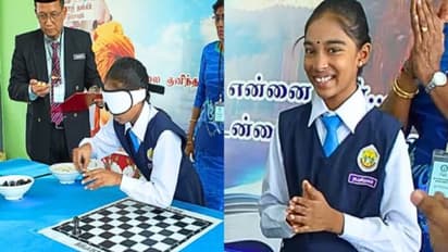 കണ്ണുകെട്ടി ചെസ്സ്ബോർഡ് ക്രമീകരിക്കാമോ? അതും 46 സെക്കന്റിനുള്ളില്, ലോകറെക്കോർഡുമായി 10 -വയസുകാരി