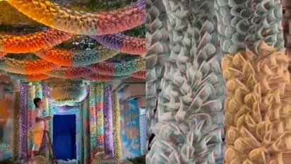 ആഢംബരത്തിന്റെ അവസാന വാക്ക്, കറന്സി നോട്ടുകള് കൊണ്ട് അലങ്കരിച്ച് കല്യാണ വേദി; വീഡിയോ എവിടെ നിന്ന്?