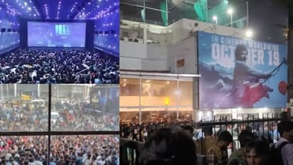 ഓഡിയോ ലോഞ്ച് ഇല്ലെങ്കിലെന്ത്? ട്രെയ്ലര് റിലീസ് തിയറ്ററുകളില് ആഘോഷമാക്കി വിജയ് ആരാധകര്: വീഡിയോ