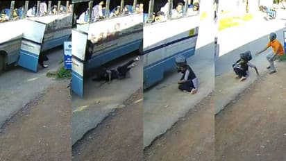 ഓടിക്കൊണ്ടിരുന്ന ബസിൽ നിന്ന് വിദ്യാർത്ഥിനി പുറത്തേക്ക് തെറിച്ചു, പിൻചക്രം കയറാതെ അത്ഭുതകരമായ രക്ഷപ്പെടൽ-VIDEO