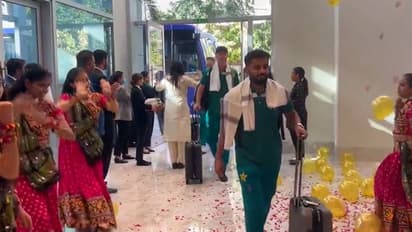 ODI World Cup 2023: Ahead of India clash, Pakistan team welcomed by Garba dancers in Ahmedabad - WATCH