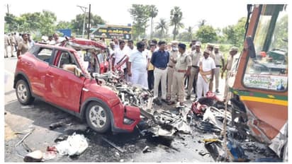 ഡ്രൈവിങ്ങിനിടെ ഉറങ്ങിപ്പോയി, കാറും ലോറിയും കൂട്ടിയിടിച്ച് ഒരു കുടുംബത്തിലെ 7പേർക്ക് ദാരുണാന്ത്യം