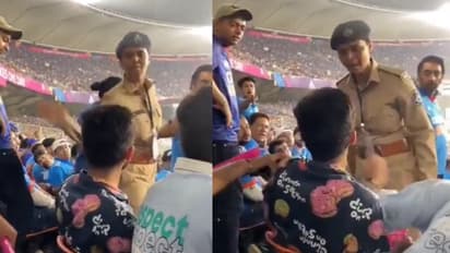 ഗ്രൗണ്ടിൽ ഹാരിസ് റൗഫിനെ തൂക്കിയടിച്ച് ഹിറ്റ്മാന്‍; ഗ്യാലറിയിൽ ആരാധകന്‍റെ കരണം പുകച്ച് വനിതാ പൊലീസ് -വീഡിയോ