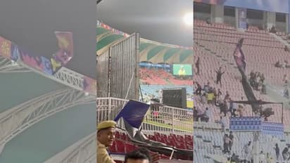 ಆಸೀಸ್‌-ಶ್ರೀಲಂಕಾ ಪಂದ್ಯದ ನಡುವೆ ಡಸ್ಟ್‌ ಸ್ಟ್ರೋಮ್‌, ಪ್ರೇಕ್ಷಕರ ಗ್ಯಾಲರಿಯಲ್ಲಿ ಬಿದ್ದ ಹೋರ್ಡಿಂಗ್‌!