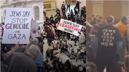 ഗാസയിലെ കൂട്ടക്കുരുതി അവസാനിപ്പിക്കണമെന്ന പ്ലക്കാർഡുമായി ജൂതർ; പ്രതിഷേധം അമേരിക്കയിലെ ക്യാപിറ്റോൾ ഹില്ലിൽ