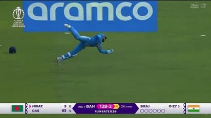 ODI World Cup 2023: KL Rahul takes a stunning catch to oust Mehidy Hasan Miraz