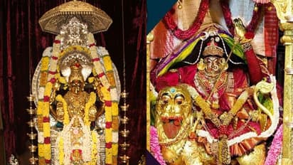 ಸಿಂಹವಾಹನಾಲಂಕಾರದಲ್ಲಿ ಶೃಂಗೇರಿ ಶಾರದೆ: ಸಿಂಹಾರೂಢಾ ಸಿದ್ದದಾತ್ರೀ ಅಲಂಕಾರದಲ್ಲಿ ಹೊರನಾಡಿನ ಅನ್ನಪೂಣೇಶ್ವರಿ!