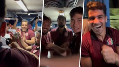 பேருந்தில் சென்று கொண்டிருந்த போது லுங்கி டான்ஸ் பாடலுக்கு குத்தாட்டம் போட்ட ஆப்கானிஸ்தான் வீரர்கள்!