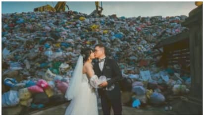 മാലിന്യ മലയ്ക്ക് മുന്നില് ഒരു വിവാഹ ഫോട്ടോ ഷൂട്ട്; വൈറലായി ചിത്രങ്ങൾ !