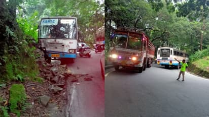 ആദ്യം കൂട്ടിയിടി, പിന്നെ മതിലിനിടി; താമരശ്ശേരി ചുരത്തില്‍ കെഎസ്ആര്‍ടിസി ബസുകള്‍ അപകടത്തില്‍പ്പെട്ടു