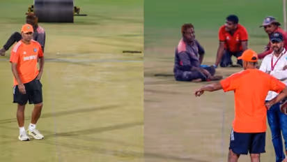 Dravid and co inspect the Wankhede pitch as India gears up for World Cup semi-final against New Zealand