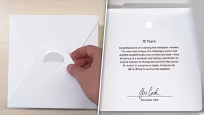 Apple employee receives 'award' from CEO Tim Cook after working 10 years | WATCH unboxing video