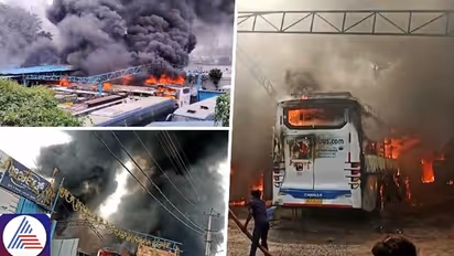 Fire erupts in Bengaluru's Veerabhadra Nagar; blaze engulfs around 30 buses (WATCH)