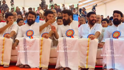 'ചെക്കന് കുട്ടിക്കളി മാറിയിട്ടില്ല'; ഇച്ചാക്കയോട് കുസൃതി കാട്ടി മോഹൻലാൽ, ഹൃദ്യം വീഡിയോ