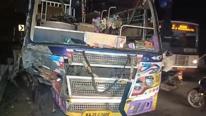 ತುಮಕೂರು: ಮರಳೂರು ಕೆರೆ ಏರಿ ಬಳಿ ಖಾಸಗಿ ಬಸ್- ಓಮಿನಿ ಕಾರು ಅಪಘಾತ, ಇಬ್ಬರ ಸಾವು 