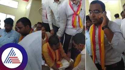 ವಿಡಿಯೋ ವೈರಲ್:  ಕನ್ನಡಪರ ಹೋರಾಟಗಾರರ ಕಾಲಿಗೆ ಬಿದ್ದ ಜೇವರ್ಗಿ ತಹಸೀಲ್ದಾರ್!