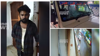 ബൈക്ക് നിര്‍ത്തി, പൊലീസ് വാഹനത്തിനടുത്തെത്തി, ഹെല്‍മറ്റുകൊണ്ട് ചില്ല് അടിച്ച് പൊട്ടിച്ചു, യുവാവ് അറസ്റ്റ് 