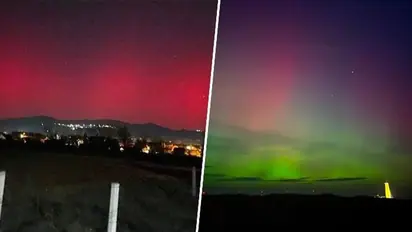 Breathtaking! Northern lights paint European skies in vibrant hues of red, green and purple (WATCH)