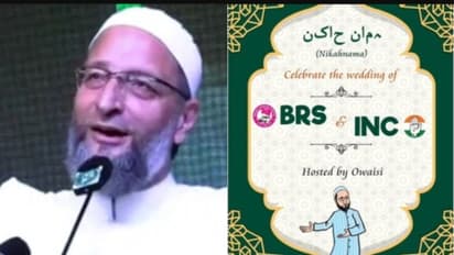 'പണ്ടേ പോലെ ഫലിക്കുന്നില്ല...' കോൺഗ്രസ്- ബിആർഎസ് നിക്കാഹ് പോസ്റ്ററിൽ ഖാസി, പരിഹാസവുമായി ഒവൈസി