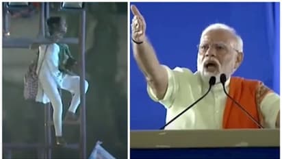 ప్రధాని సభలో గందరగోళం.. లైట్ టవర్ ఎక్కిన యువతి.. ఆమె ఏమన్నదంటే?(Video)