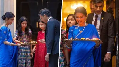 UK PM Rishi Sunak, Akshata Murty celebrate diwali with family at 10 Downing Street (WATCH)