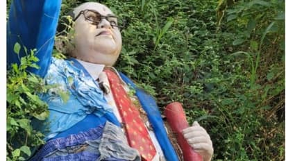 అంబేద్కర్ విగ్రహంపై లోదుస్తులు వేసి అవమానం... సీఎం నివాసానికి కూతవేటు దూరంలో దారుణం (వీడియో)