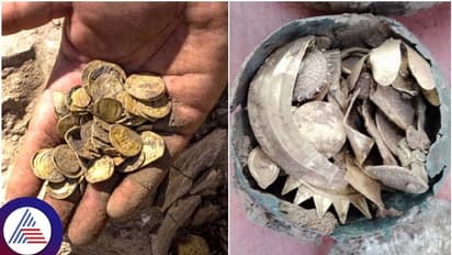 ಈಶ್ವರ ದೇವಾಲಯ ಆವರಣದಲ್ಲಿ ನಿಧಿ ಪತ್ತೆ: ಸರ್ಕಾರದ ಪಾಲಾದ ಚಿನ್ನದ ನಾಣ್ಯ, ಸರ, ಮಾಲೆಗಳು